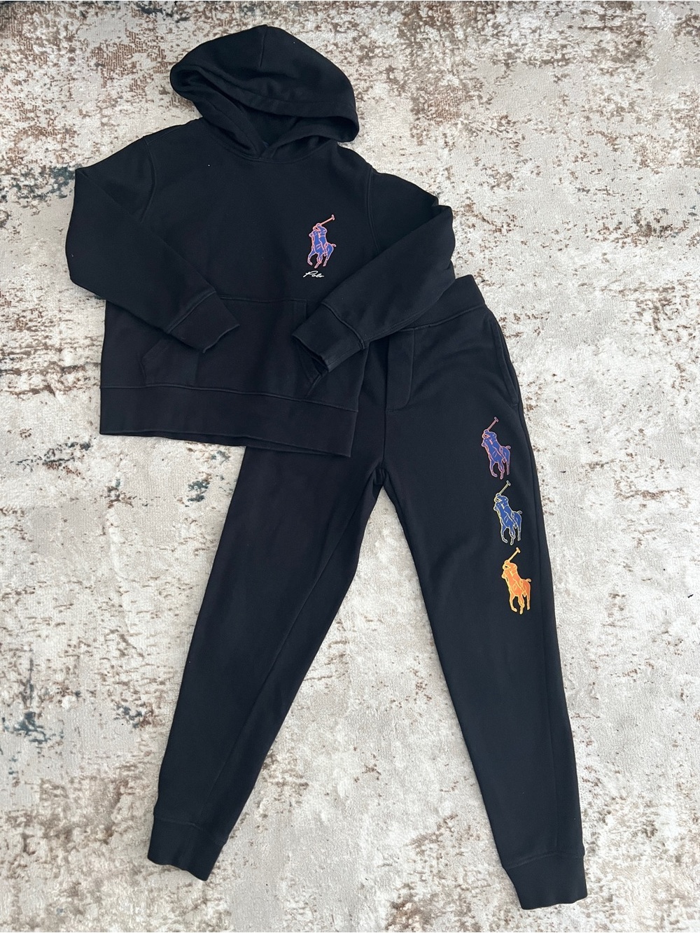 POLO Ralph Lauren Kids Black Hoodie & Joggers Set with Pony Logos
